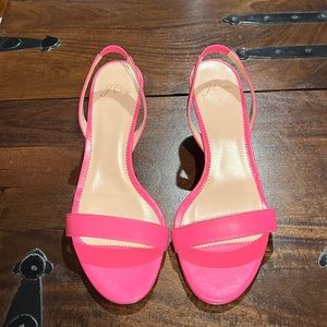 NWOT JCrew Hot Pink Leather Slingback Heels
